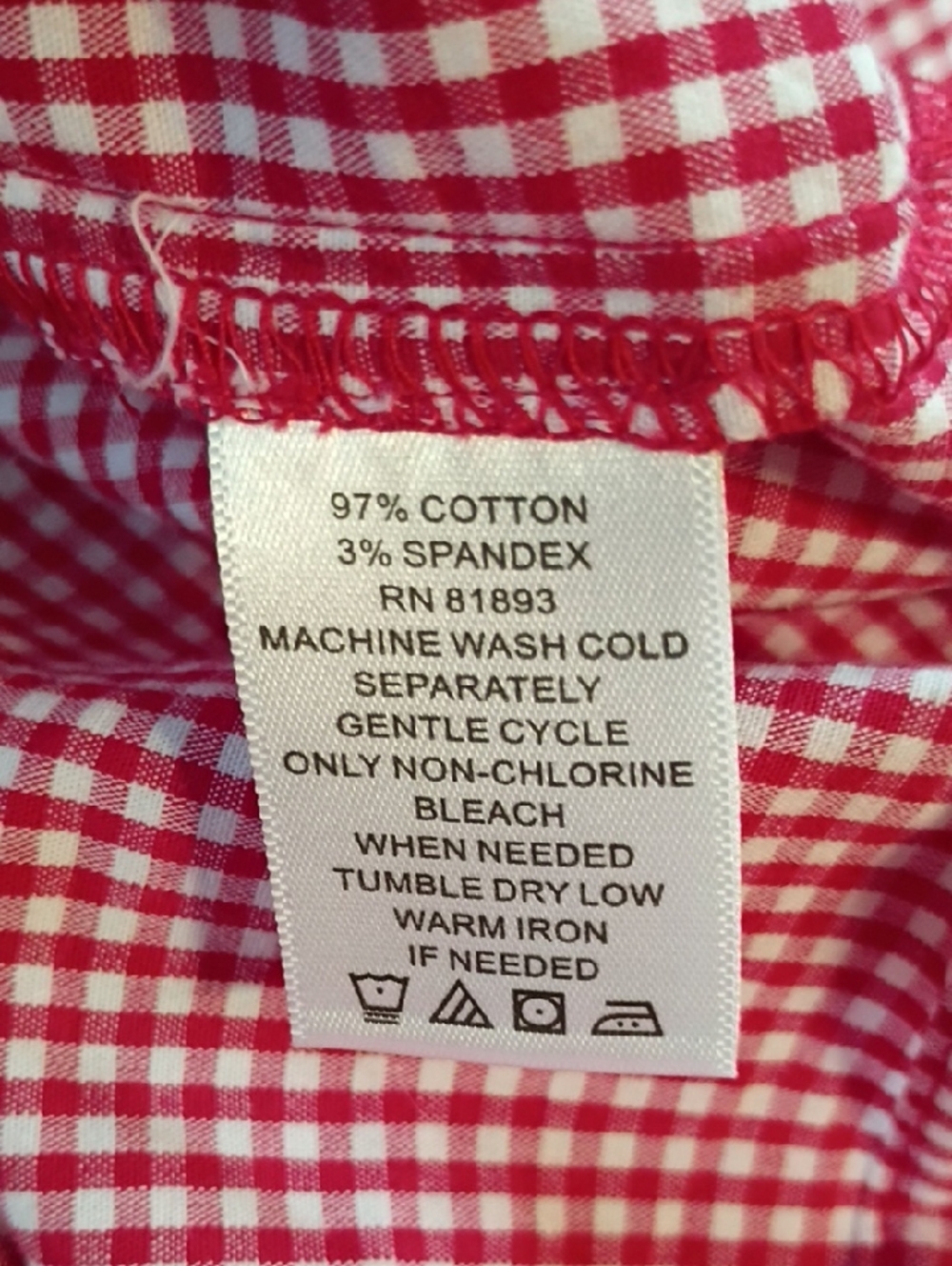 Red Gingham Button-Front Shirt Dress By D&Co - Picture 6 of 8